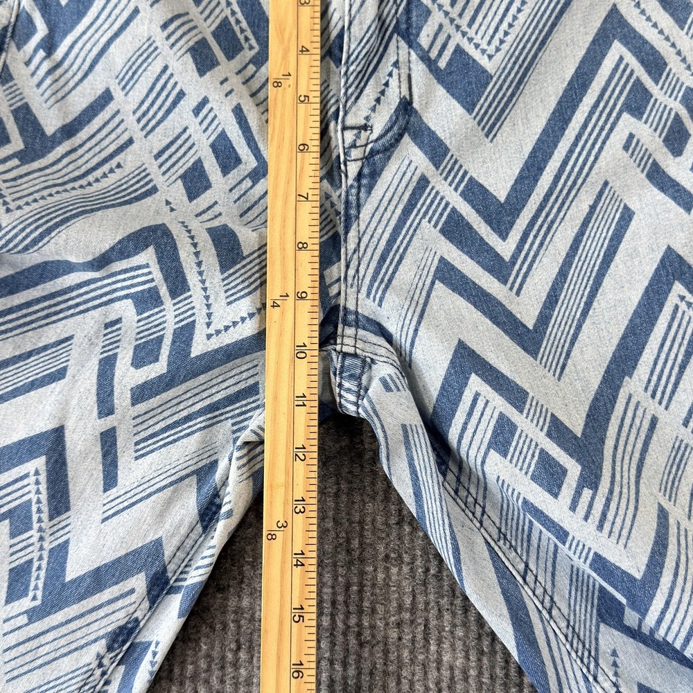 Rock & Roll Denim Bargain Button Bell Flare Jeans Womens 27x36 Blue Geometric - Picture 11 of 15